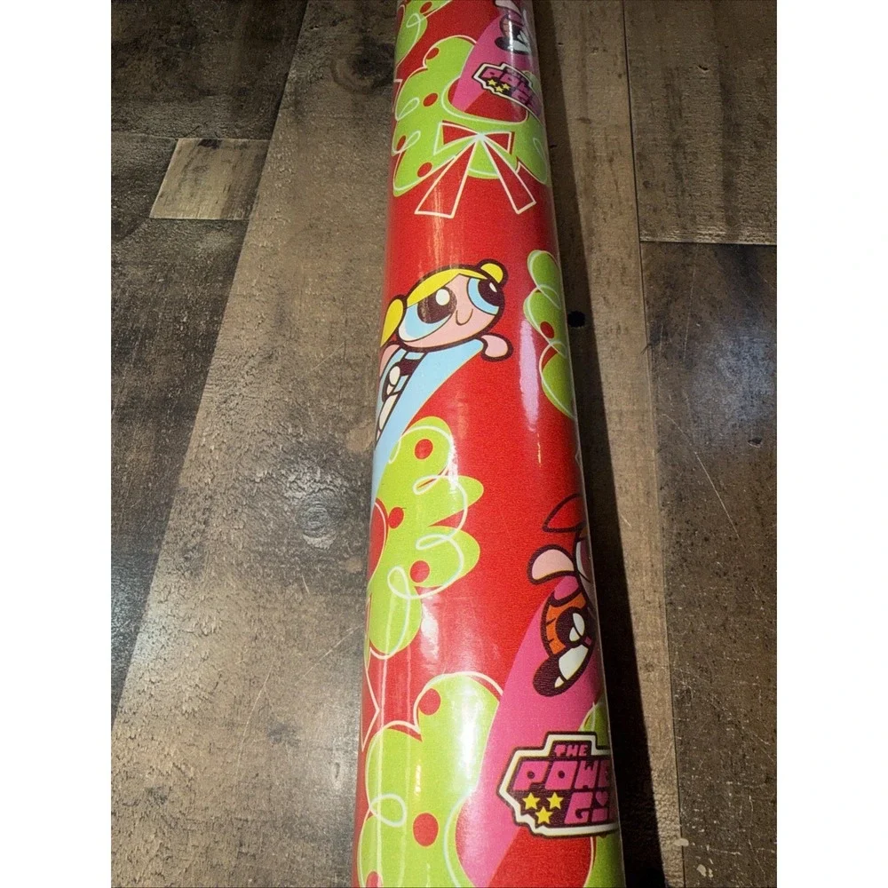 Vtg 2000 POWERPUFF GIRLS Christmas Wrapping Paper Roll 40 Sq Ft Toys R Us Excl